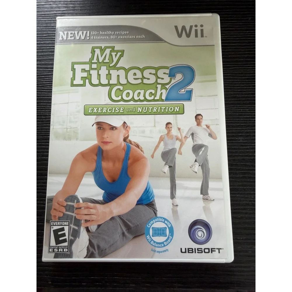 Nintendo Wii Fit and My Fitness Coach 2 Exercise Nutrition Game Bundle CIB